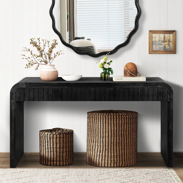 Buy farmhouse furniture Granada 59" Spanish Mediterranean Tuscan Farmhouse Foyer Console Table – Antique Black - Modern Cottage Farmhouse Furniture