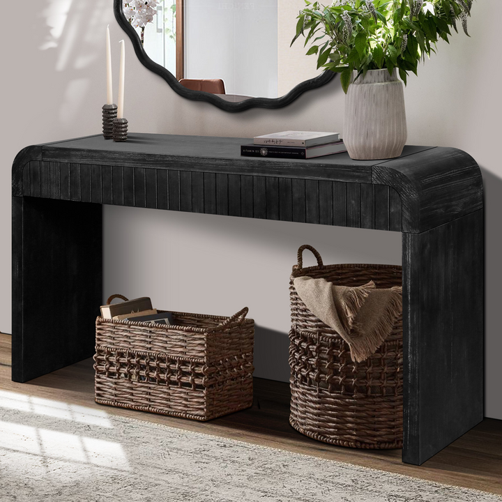 Buy farmhouse furniture Granada 59" Spanish Mediterranean Tuscan Farmhouse Foyer Console Table – Antique Black - Modern Cottage Farmhouse Furniture