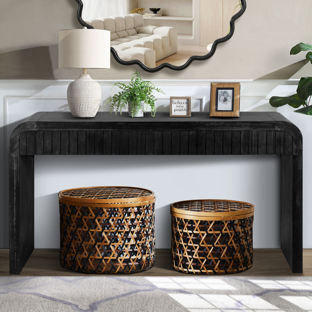 Buy farmhouse furniture Granada 59" Spanish Mediterranean Tuscan Farmhouse Foyer Console Table – Antique Black - Modern Cottage Farmhouse Furniture