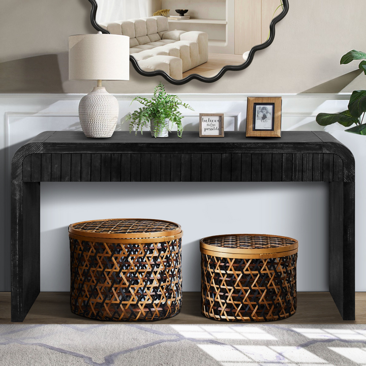 Buy farmhouse furniture Granada 59" Spanish Mediterranean Tuscan Farmhouse Foyer Console Table – Antique Black - Modern Cottage Farmhouse Furniture