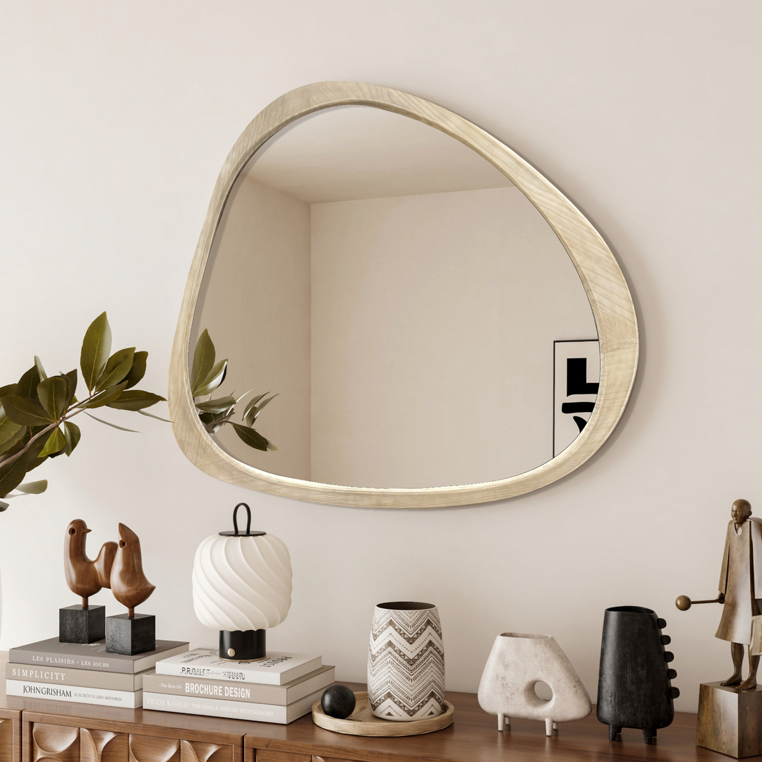Buy farmhouse furniture Solid Wood Modern Cottage Farmhouse Asymmetrical Wall Mirror - Modern Cottage Farmhouse Furniture