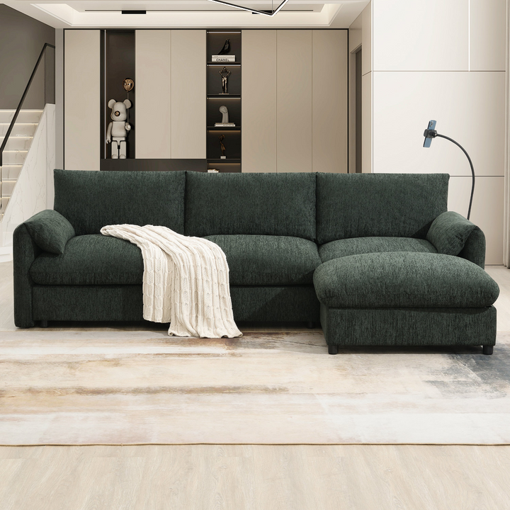Buy farmhouse furniture Elia 4 Seat L Shaped Sectional Sofa with Storage Ottoman - Modern Cottage Farmhouse Furniture