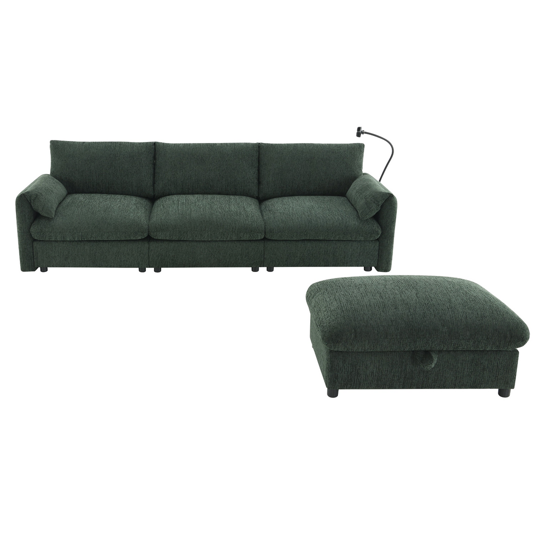 Buy farmhouse furniture Elia 4 Seat L Shaped Sectional Sofa with Storage Ottoman - Modern Cottage Farmhouse Furniture