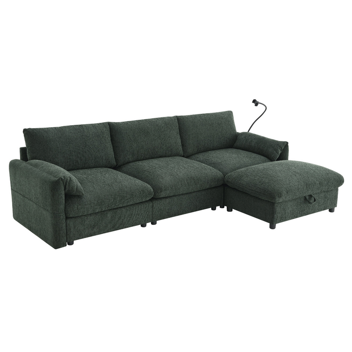 Buy farmhouse furniture Elia 4 Seat L Shaped Sectional Sofa with Storage Ottoman - Modern Cottage Farmhouse Furniture