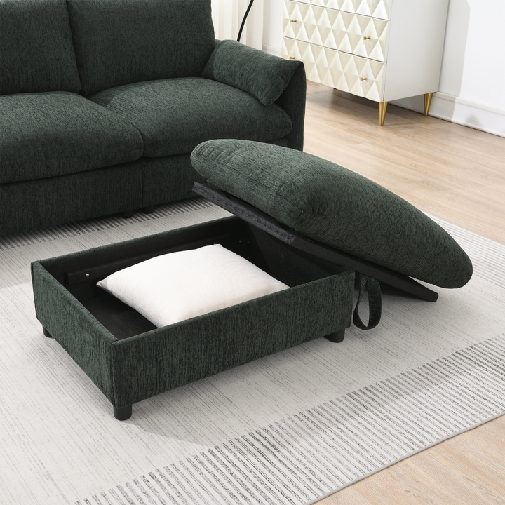 Buy farmhouse furniture Elia 4 Seat L Shaped Sectional Sofa with Storage Ottoman - Modern Cottage Farmhouse Furniture