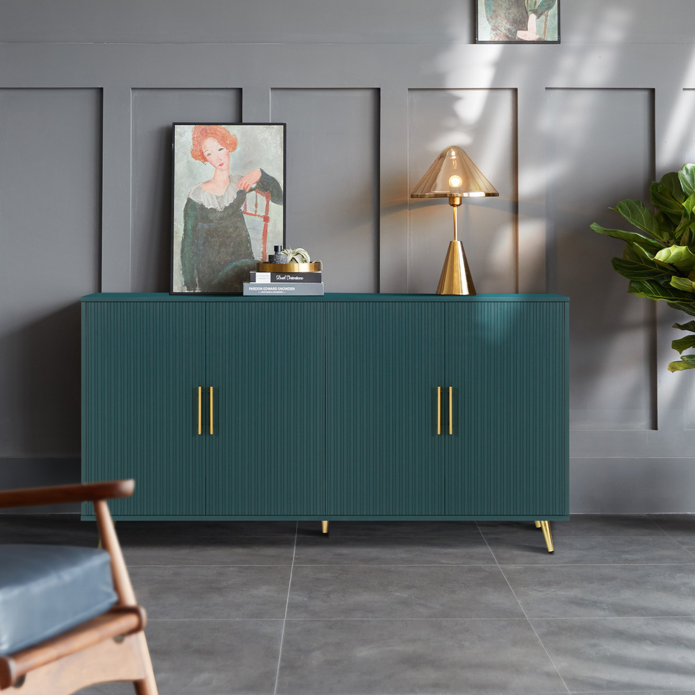 Buy farmhouse furniture The Amalfi | Mediterranean Farmhouse Teal Wood Media Console with Storage & Adjustable Shelves - Modern Cottage Farmhouse Furniture