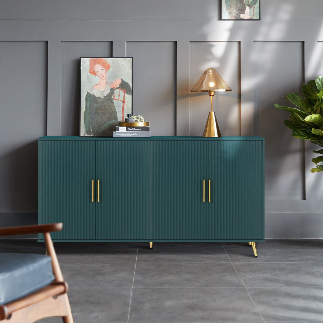 Buy farmhouse furniture The Amalfi | Mediterranean Farmhouse Teal Wood Media Console with Storage &amp; Adjustable Shelves - Modern Cottage Farmhouse Furniture