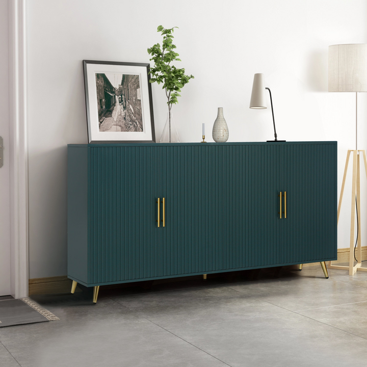 Buy farmhouse furniture The Amalfi | Mediterranean Farmhouse Teal Wood Media Console with Storage &amp; Adjustable Shelves - Modern Cottage Farmhouse Furniture