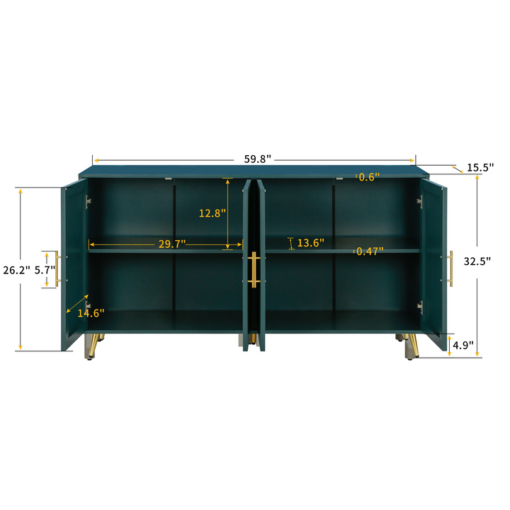 Buy farmhouse furniture The Amalfi | Mediterranean Farmhouse Teal Wood Media Console with Storage &amp; Adjustable Shelves - Modern Cottage Farmhouse Furniture