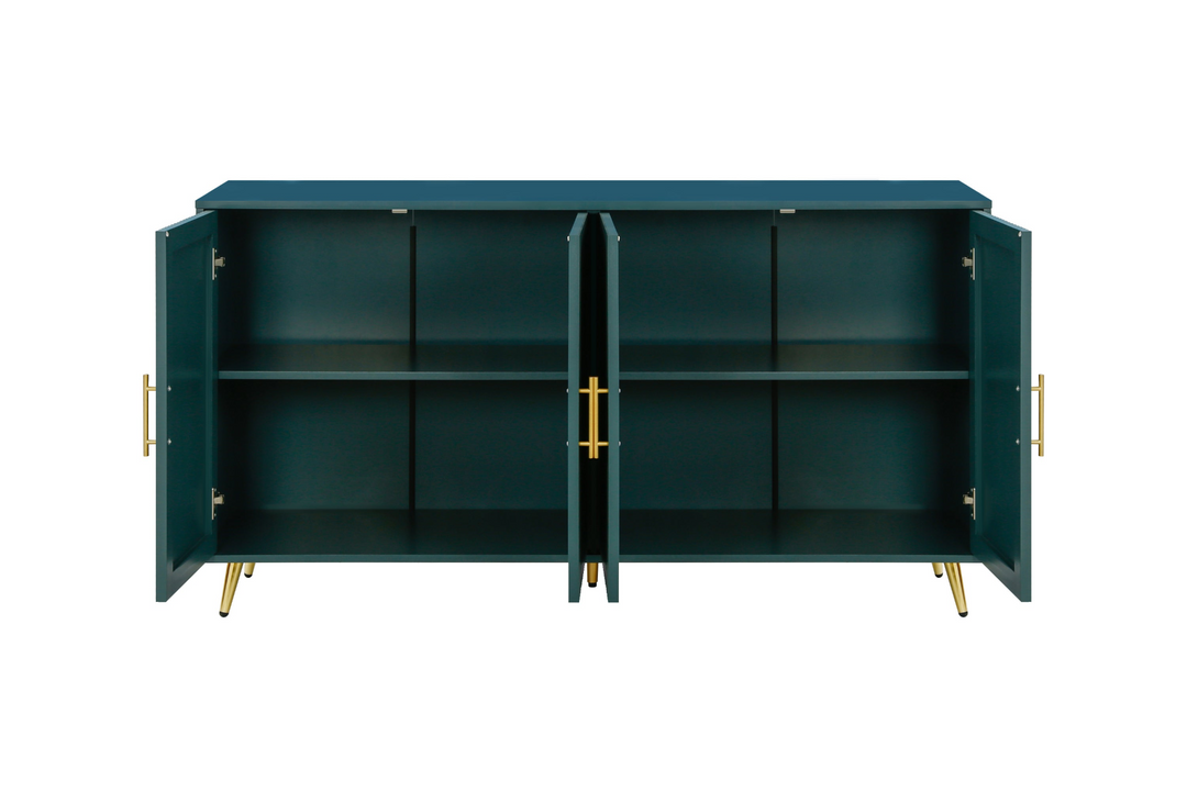 Buy farmhouse furniture The Amalfi | Mediterranean Farmhouse Teal Wood Media Console with Storage &amp; Adjustable Shelves - Modern Cottage Farmhouse Furniture