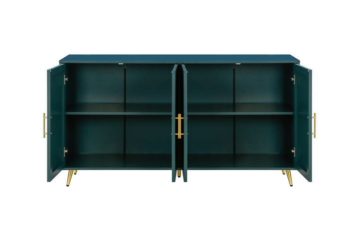 Buy farmhouse furniture The Amalfi | Mediterranean Farmhouse Teal Wood Media Console with Storage &amp; Adjustable Shelves - Modern Cottage Farmhouse Furniture