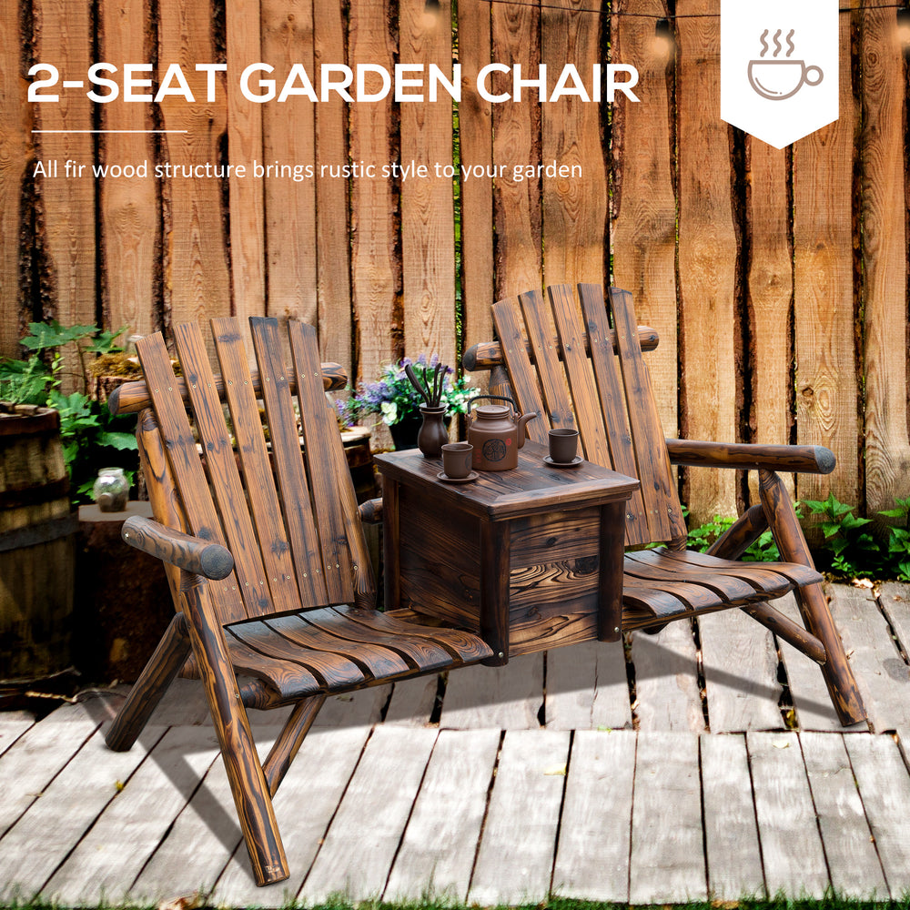 Buy farmhouse furniture Rustic Brown Double Wooden Farmhouse Country Chair with Ice Bucket - Modern Cottage Farmhouse Furniture