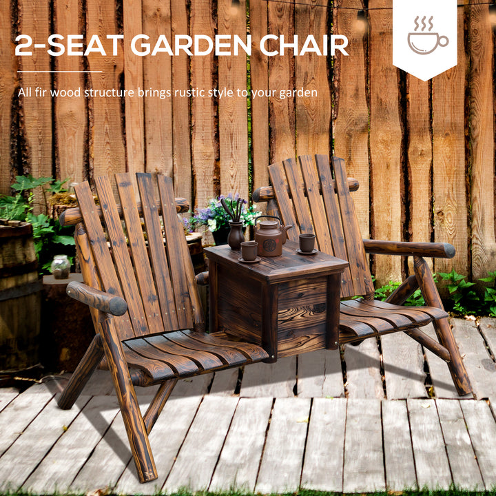 Buy farmhouse furniture Rustic Brown Double Wooden Farmhouse Country Chair with Ice Bucket - Modern Cottage Farmhouse Furniture