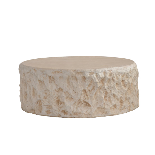 Buy farmhouse furniture Helios | Circular Italian Mediterranean Limestone Artificial Coffee Table - Modern Cottage Farmhouse Furniture