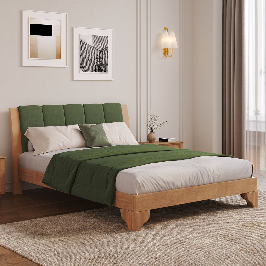 Buy farmhouse furniture Sage &amp; Cream Queen Premium Pine Wood Farmhouse Queen Bed Frame - Modern Cottage Farmhouse Furniture