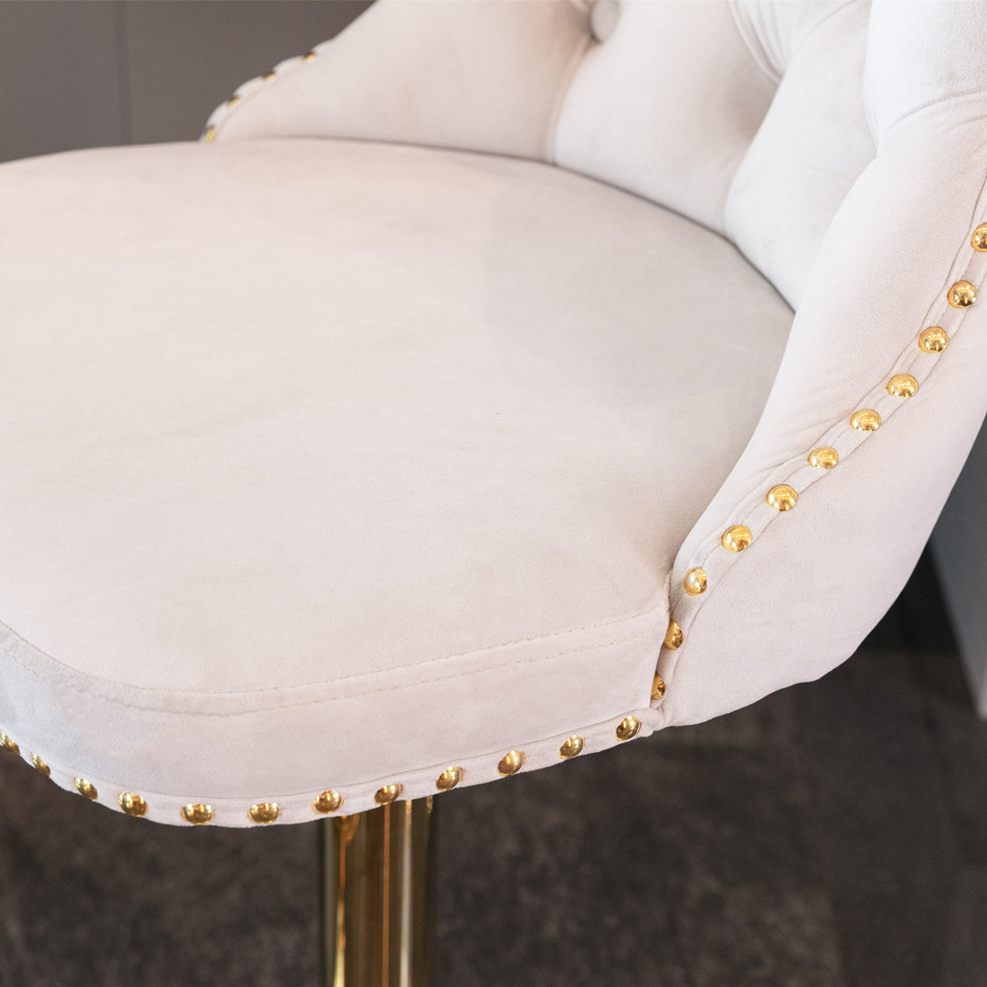 Buy farmhouse furniture Amir Gold Velvet Barstools Set of 2 | Swivel Adjustable Height | Mediterranean Kitchen Island Stools - Modern Cottage Farmhouse Furniture