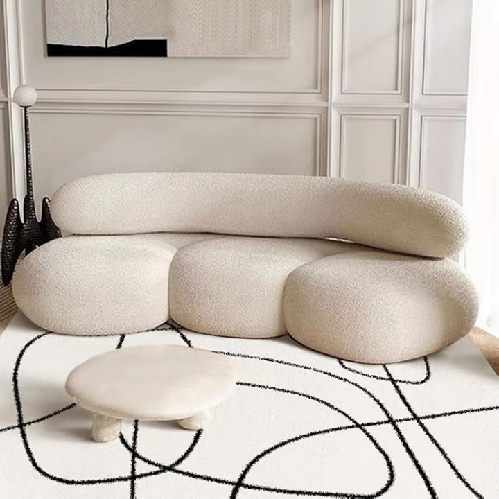 Buy farmhouse furniture La Vista Curved Mediterranean Coast Lamb Sofa - Modern Cottage Farmhouse Furniture