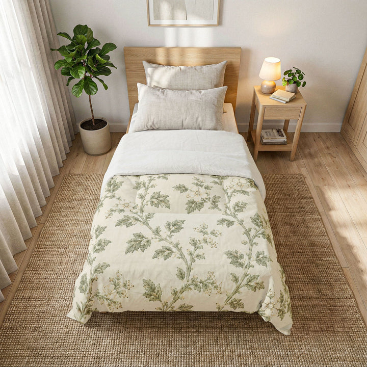 Buy farmhouse furniture Cream &amp; Sage Floral Cotton Comforter By. Artisan Blooms - Modern Cottage Farmhouse Furniture