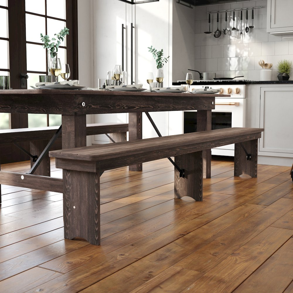 Buy farmhouse furniture La Amor Mediterranean Farmhouse Style Folding Dining Bench - Modern Cottage Farmhouse Furniture