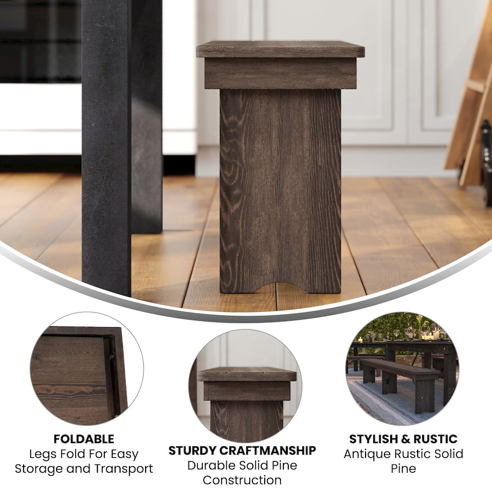 Buy farmhouse furniture La Amor Mediterranean Farmhouse Style Folding Dining Bench - Modern Cottage Farmhouse Furniture