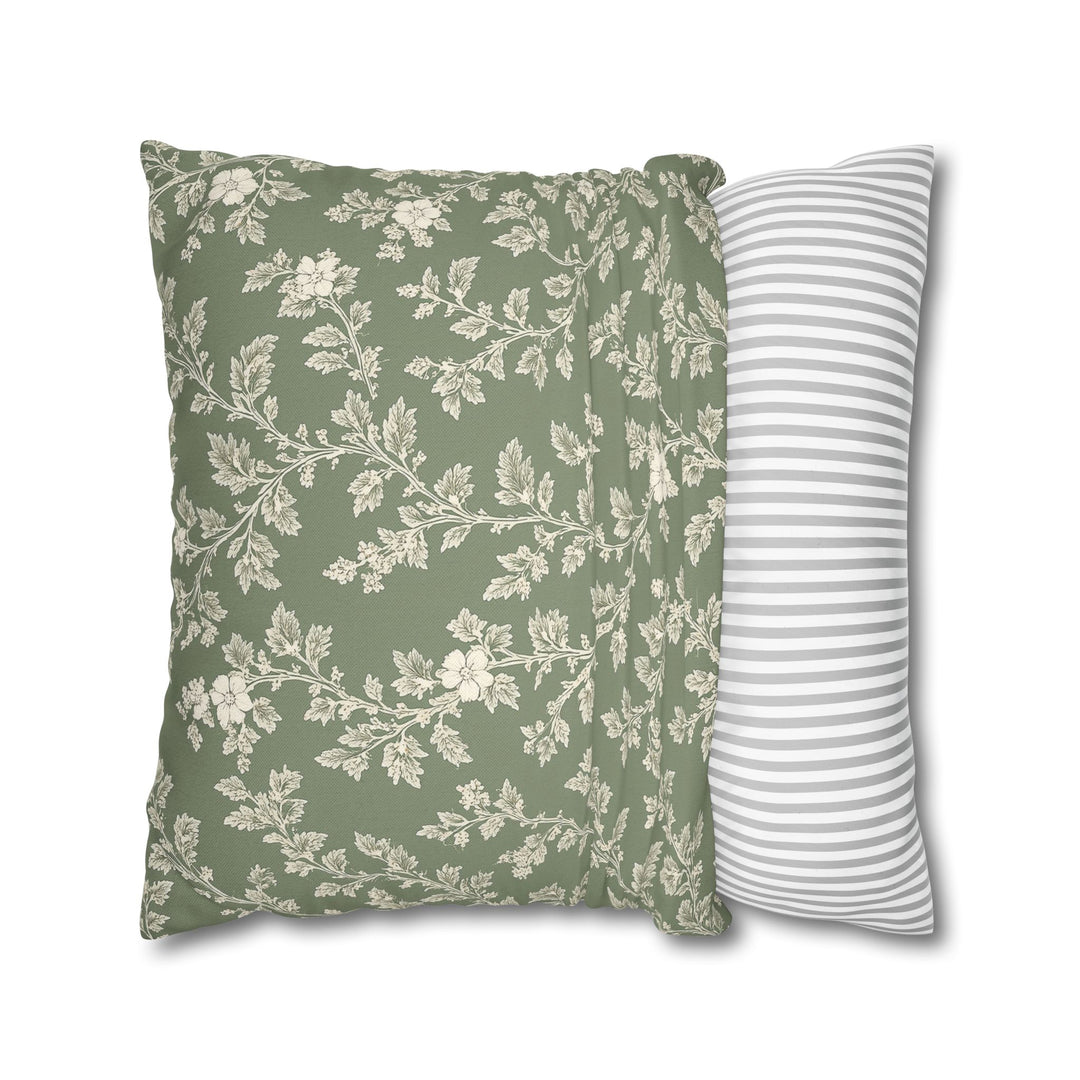 Clover Hill - Cream &amp; Sage Floral Pillowcase By. Artisan Blooms