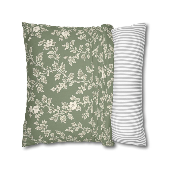 Clover Hill - Cream &amp; Sage Floral Pillowcase By. Artisan Blooms