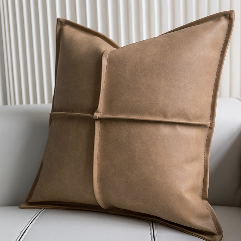 Buy farmhouse furniture Thurii | Leather Mediterranean Cross Pleated Pillowcase - Modern Cottage Farmhouse Furniture