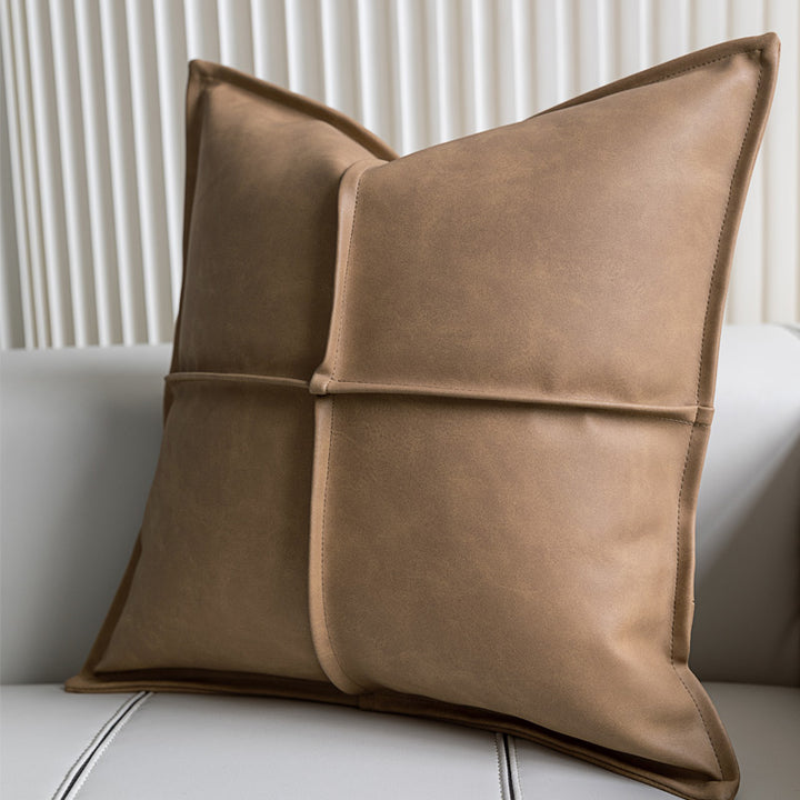 Buy farmhouse furniture Thurii | Leather Mediterranean Cross Pleated Pillowcase - Modern Cottage Farmhouse Furniture