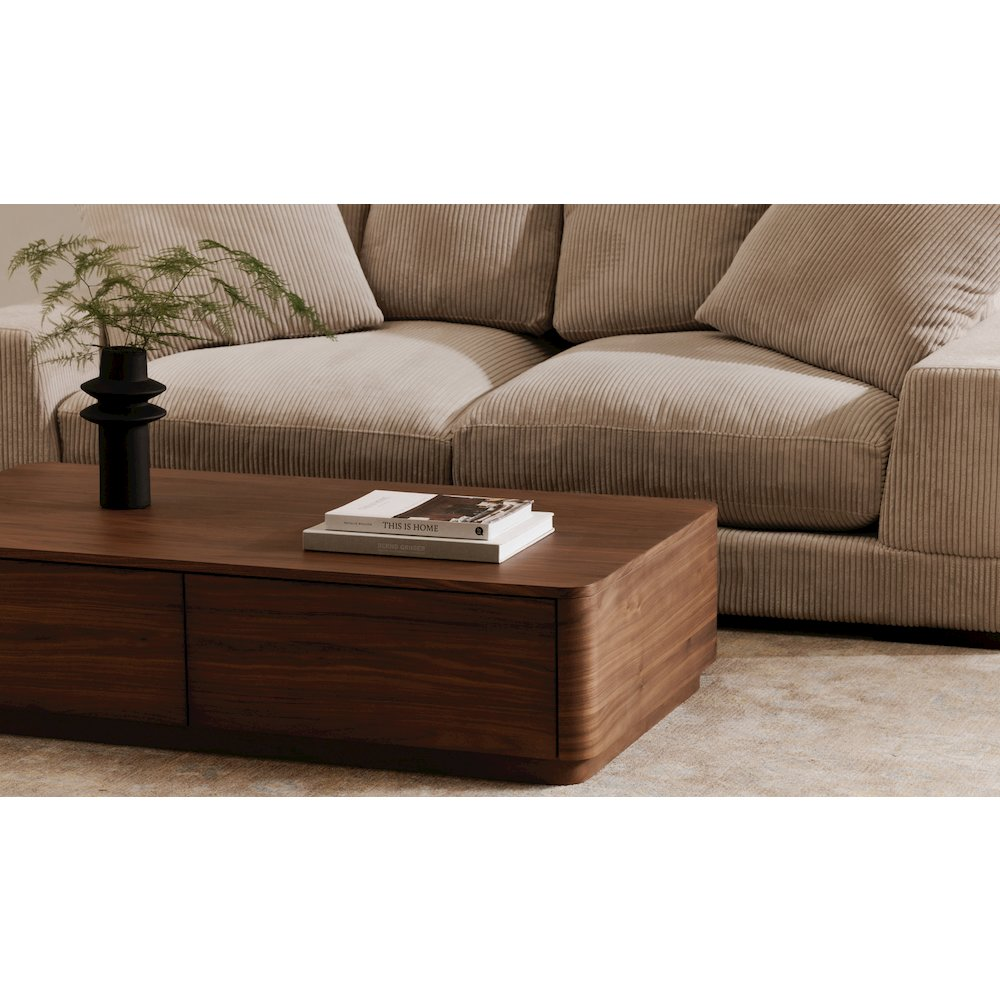 Buy farmhouse furniture Éclat Round Off Mediterranean Farmhouse Coffee Table Walnut Brown - Modern Cottage Farmhouse Furniture