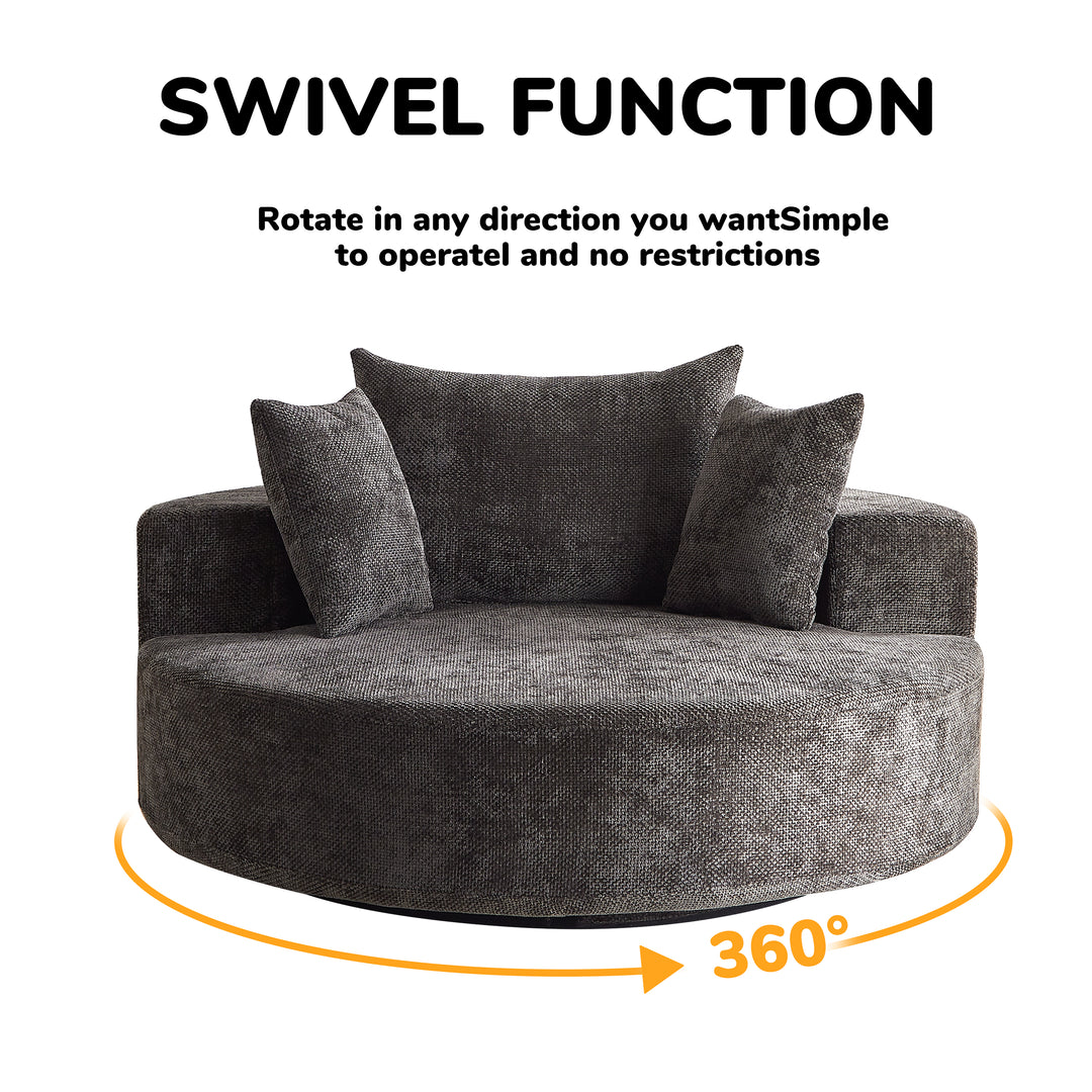 Buy farmhouse furniture Scarlett Round Swivel Sofa Daybed | Chenille Circle Chair | Farmhouse Living Room Statement Piece - Modern Cottage Farmhouse Furniture