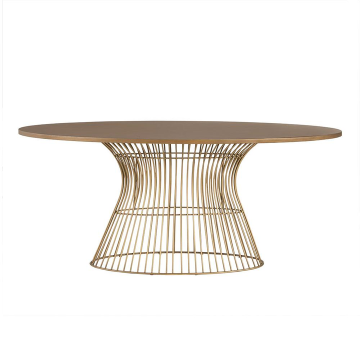 Buy farmhouse furniture Mid-Century Modern Oval Dining Table - Seats 6, Golden Bronze Top with Antique Bronze Wire Frame - Modern Cottage Farmhouse Furniture