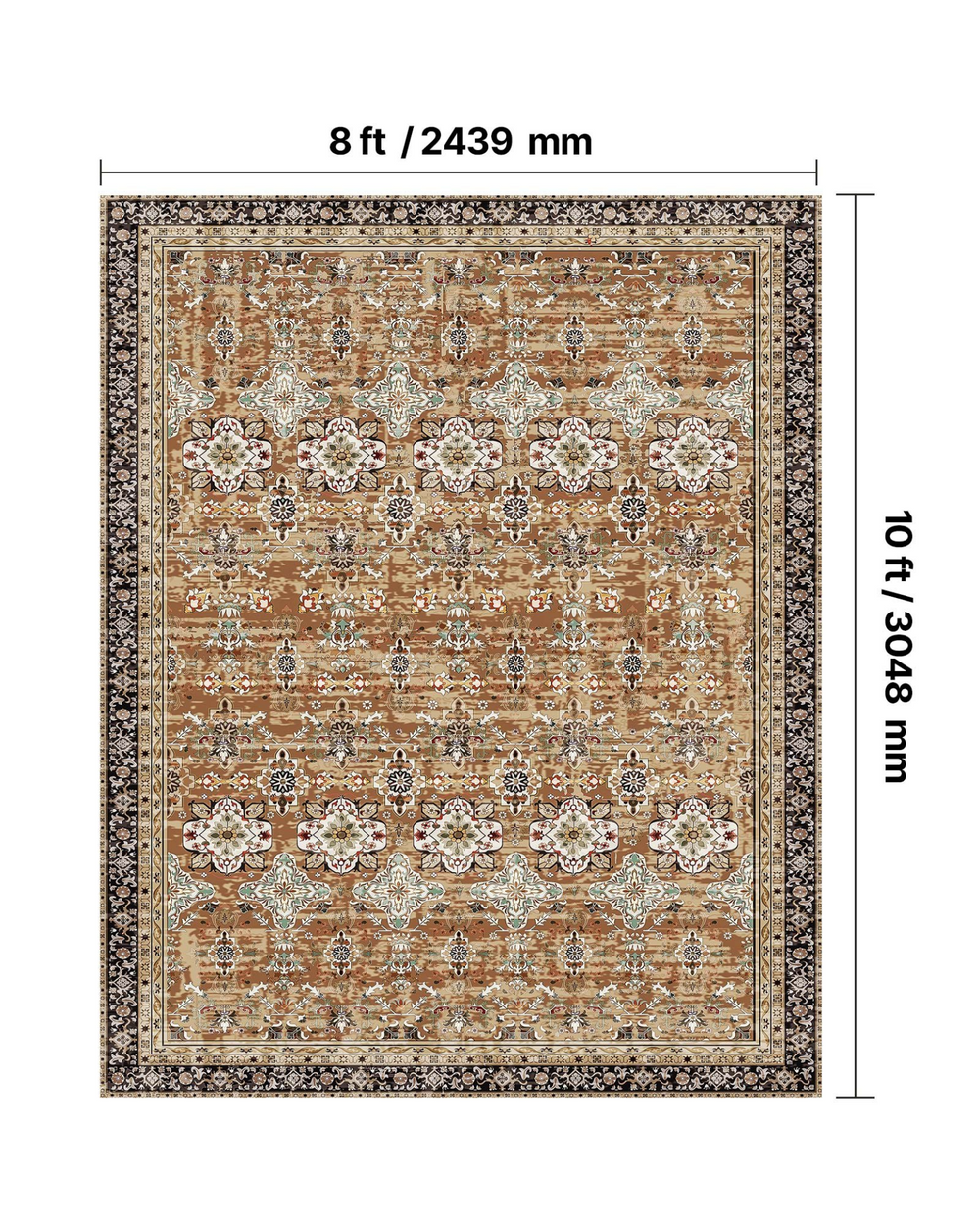 Buy farmhouse furniture Large Vintage Italian Area Rug 8x10 ft - Washable, Non-Slip, Tear-Resistant Carpet | Pet & Child Friendly | Brown Green Soft Indoor Mat for Bedroom, Living Room, Kids Room, Office - Modern Cottage Farmhouse Furniture