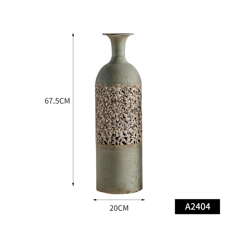 Buy farmhouse furniture Isca Marina | Mediterranean Vintage Green Floor Vase - Modern Cottage Farmhouse Furniture