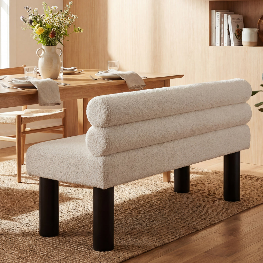 Buy farmhouse furniture Aravella Beige Upholstered Bench | Dining, Entryway &amp; Bedroom Bench | Supports 300 lbs | 51.77" - Modern Cottage Farmhouse Furniture
