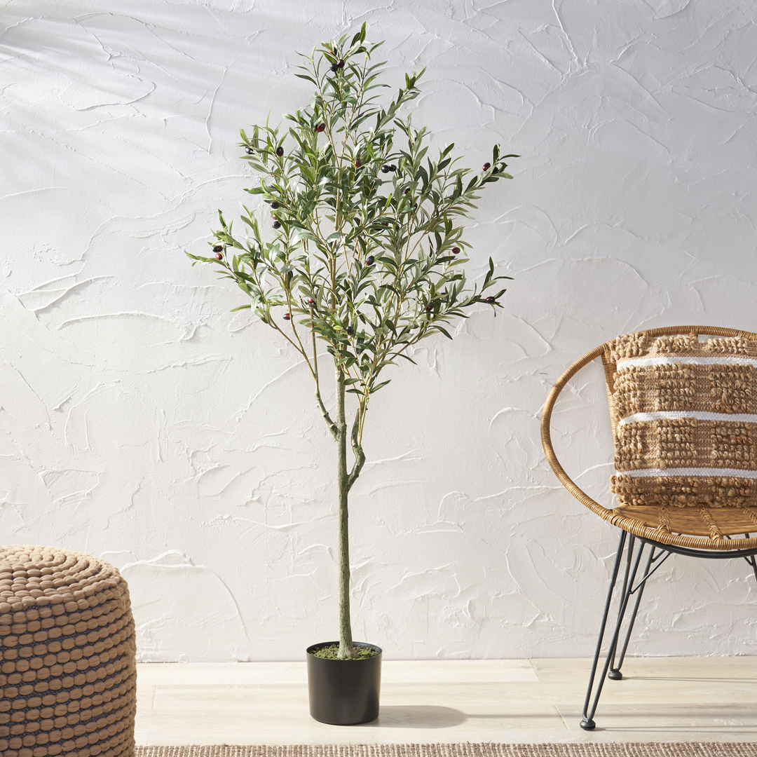 Buy farmhouse furniture Large Mediterranean Farmhouse Artificial Olive Tree 59in - Modern Cottage Farmhouse Furniture