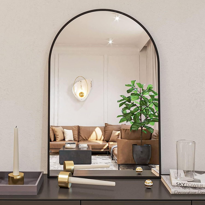 Buy farmhouse furniture Buy Best Farmhouse Arched Mirror | 24x36 Black Metal Framed Rustic Wall Mirror - Modern Cottage Farmhouse Furniture