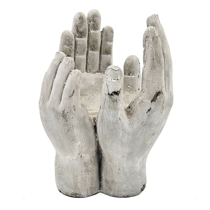 Buy farmhouse furniture Set of 2 Accepting Hands Accent 6x6x9 Inch Cement Hand Decor - Modern Cottage Farmhouse Furniture