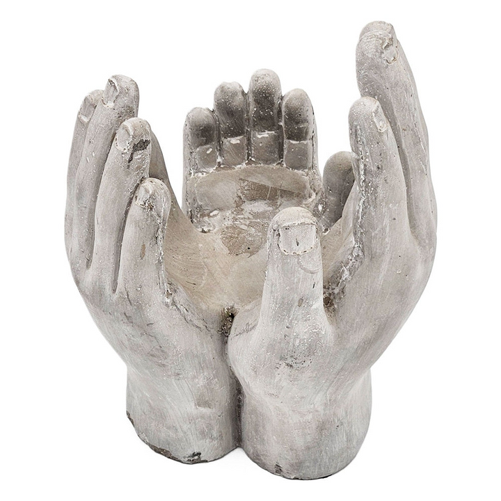 Buy farmhouse furniture Set of 2 Accepting Hands Accent 6x6x9 Inch Cement Hand Decor - Modern Cottage Farmhouse Furniture
