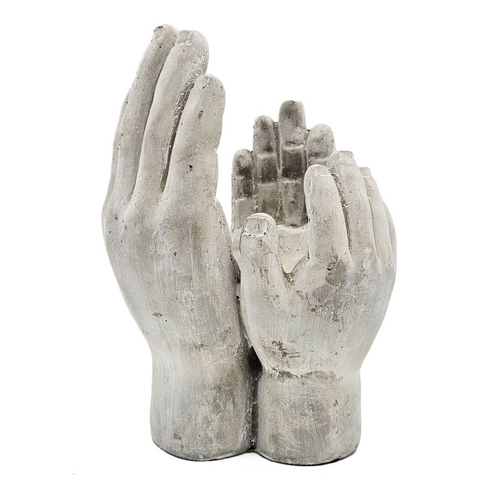 Buy farmhouse furniture Set of 2 Accepting Hands Accent 6x6x9 Inch Cement Hand Decor - Modern Cottage Farmhouse Furniture