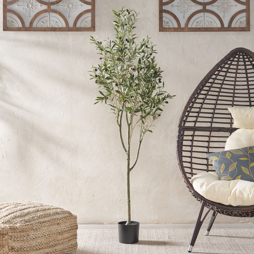Buy farmhouse furniture Large Farmhouse Olive Tree | Artificial, 6ft Realistic Faux - Modern Cottage Farmhouse Furniture