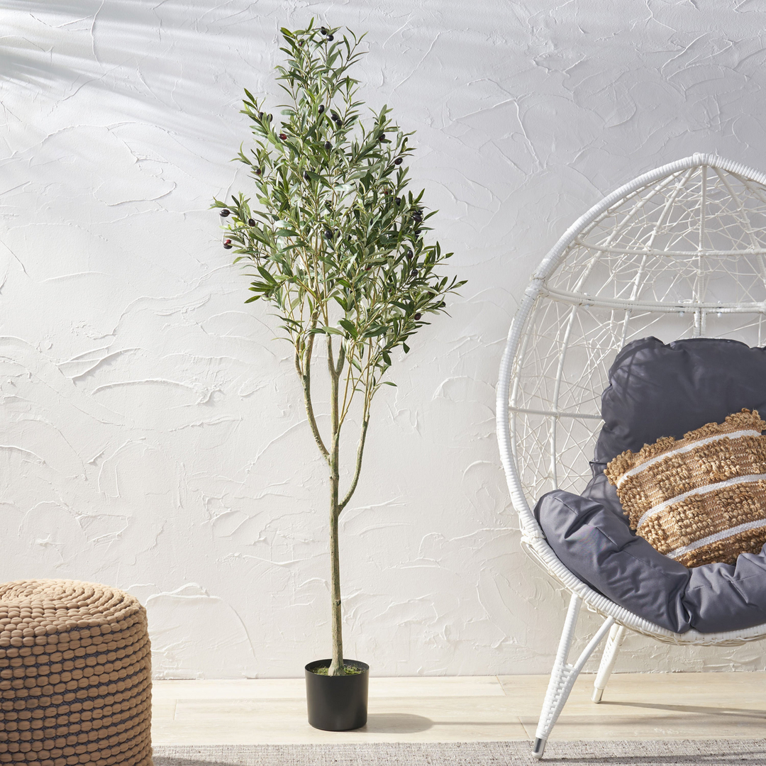 Buy farmhouse furniture Large Farmhouse Olive Tree | Artificial, 6ft Realistic Faux - Modern Cottage Farmhouse Furniture