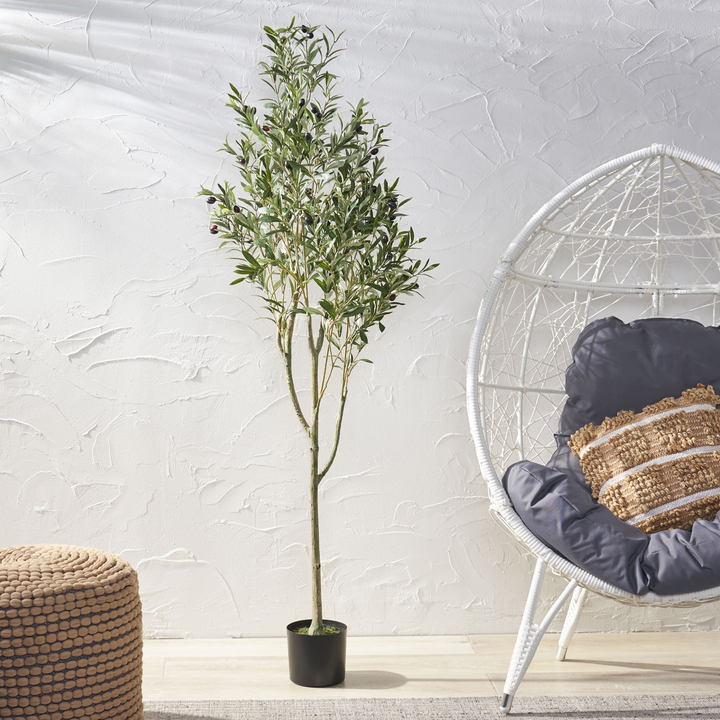 Buy farmhouse furniture Large Farmhouse Olive Tree | Artificial, 6ft Realistic Faux - Modern Cottage Farmhouse Furniture
