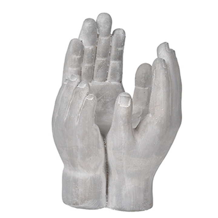 Buy farmhouse furniture Set of 2 Accepting Hands Accent 6x6x9 Inch Cement Hand Decor - Modern Cottage Farmhouse Furniture