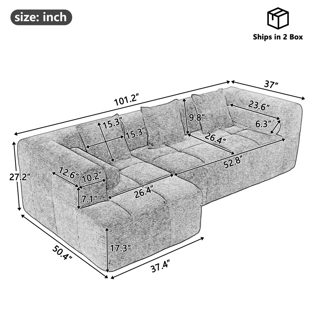 Buy farmhouse furniture Grey Full-Compressed Bubble European Farmhouse Modular Sectional Sofa Couch - Modern Cottage Farmhouse Furniture
