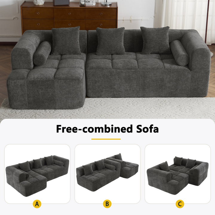 Buy farmhouse furniture Grey Full-Compressed Bubble European Farmhouse Modular Sectional Sofa Couch - Modern Cottage Farmhouse Furniture