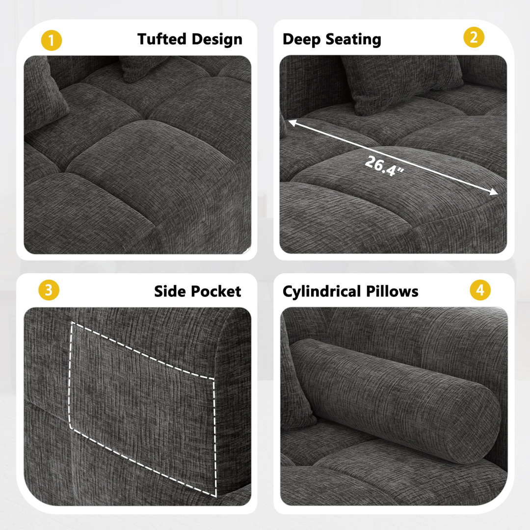 Buy farmhouse furniture Grey Full-Compressed Bubble European Farmhouse Modular Sectional Sofa Couch - Modern Cottage Farmhouse Furniture