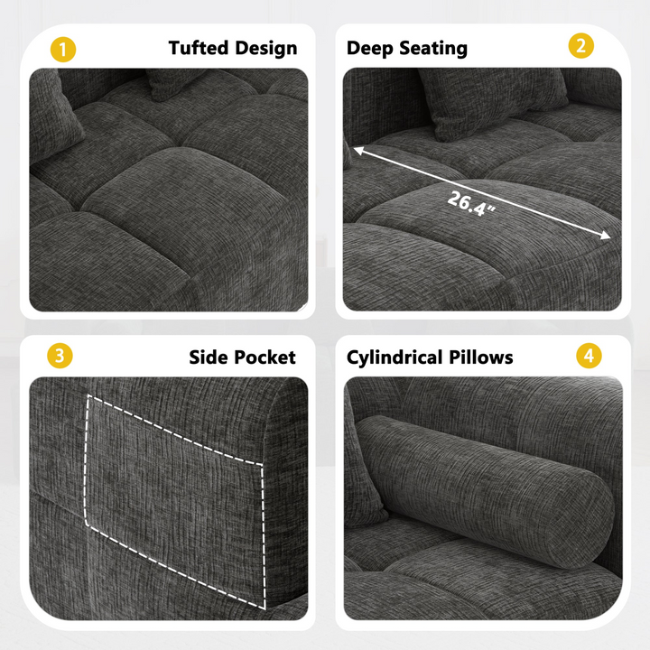 Buy farmhouse furniture Grey Full-Compressed Bubble European Farmhouse Modular Sectional Sofa Couch - Modern Cottage Farmhouse Furniture