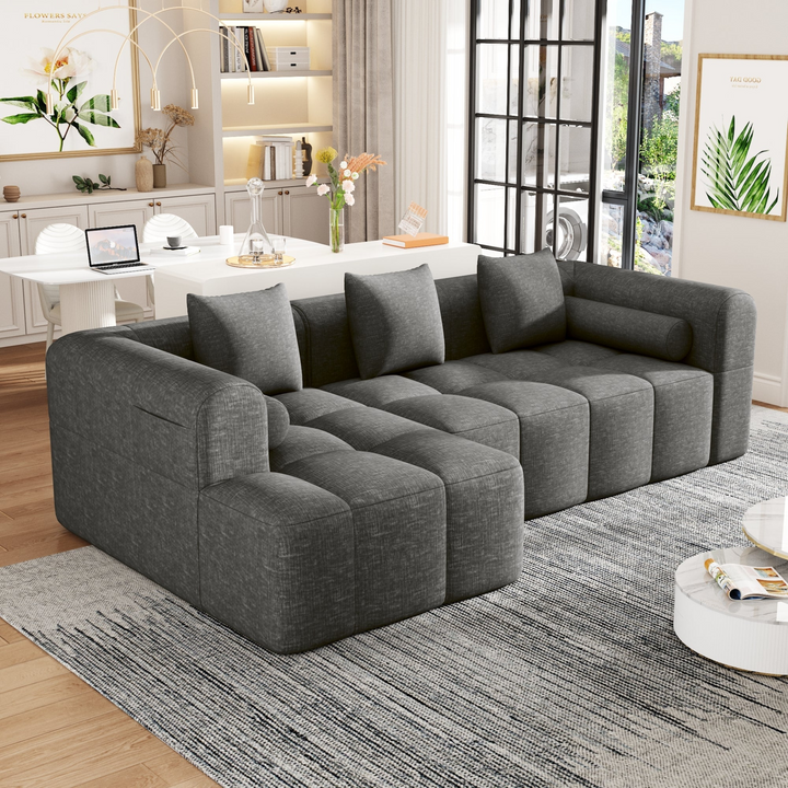 Buy farmhouse furniture Grey Full-Compressed Bubble European Farmhouse Modular Sectional Sofa Couch - Modern Cottage Farmhouse Furniture