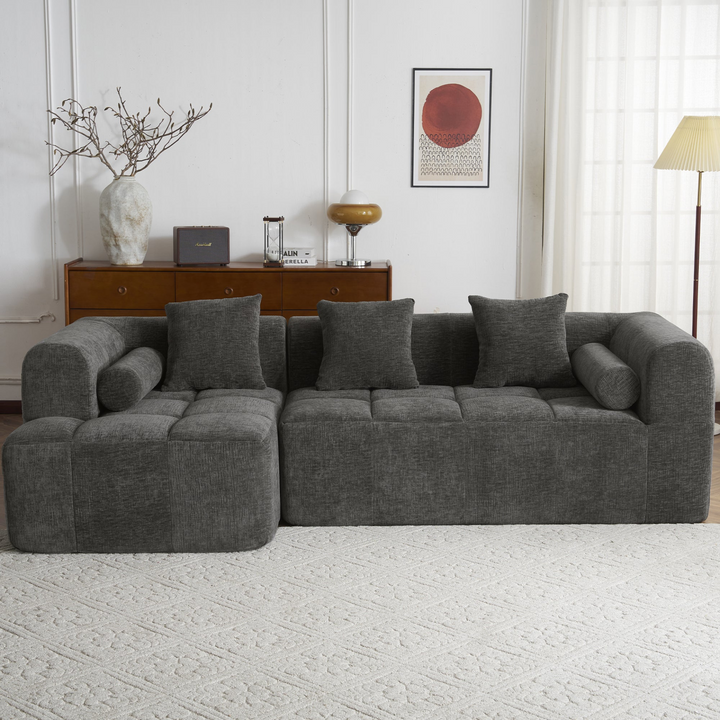Buy farmhouse furniture Grey Full-Compressed Bubble European Farmhouse Modular Sectional Sofa Couch - Modern Cottage Farmhouse Furniture