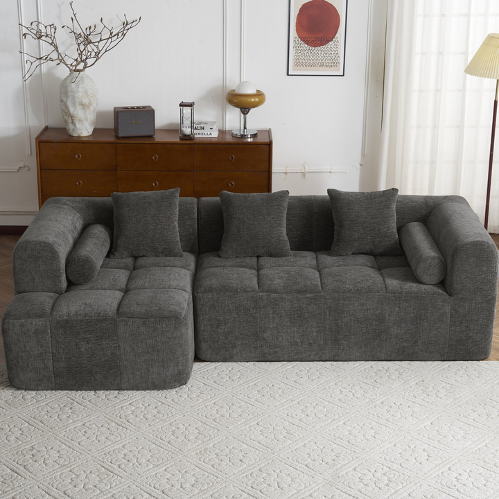 Buy farmhouse furniture Grey Full-Compressed Bubble European Farmhouse Modular Sectional Sofa Couch - Modern Cottage Farmhouse Furniture